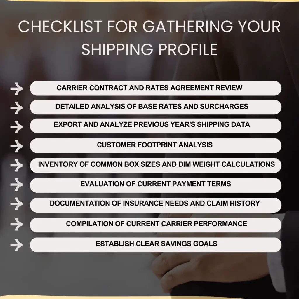 9 steps Checklist for Gathering Your Shipping Profile.